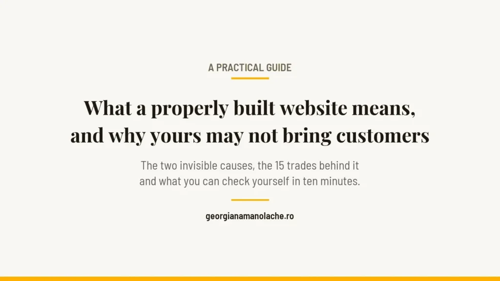 What a properly built website means, and why yours may not bring customers